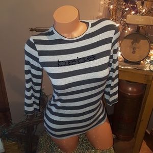 Bebe logo striped blouse L